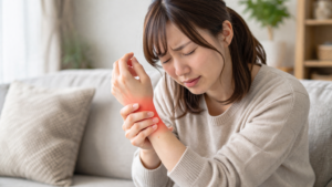 腱鞘炎による手首の痛みに悩む女性のイメージ
