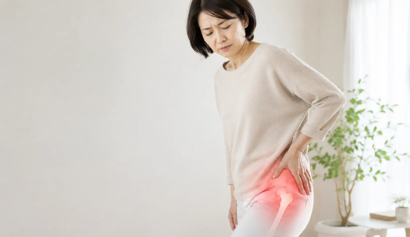 歩き始めや立ち上がりで股関節まわりに痛みを感じる女性|多摩鍼灸整骨院 高幡不動院