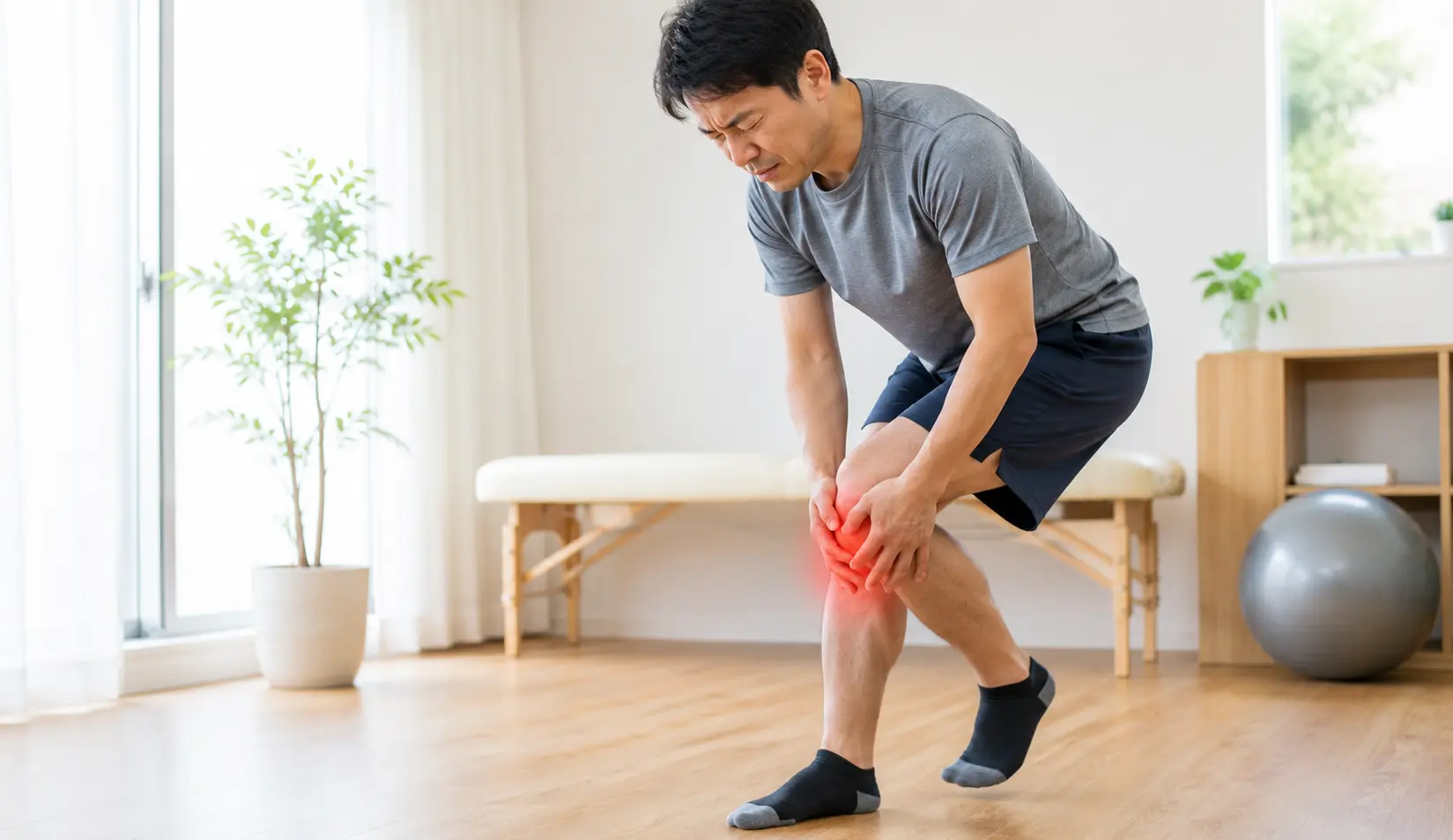 歩く・階段・しゃがむ時に膝の痛みを訴える男性｜多摩鍼灸整骨院 高幡不動院