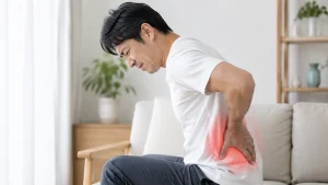 筋・筋膜性腰痛による腰まわりの筋肉の痛みをイメージした画像